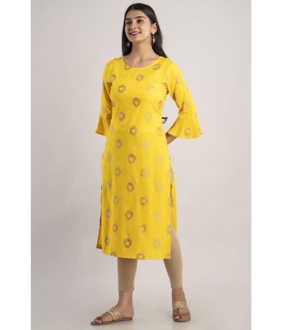 MAUKA - Yellow Rayon Women's Straight Kurti ( Pack of 1 ) - None