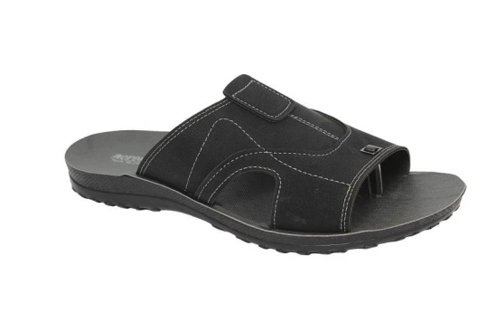 Aerowalk Black Mens Leather Slipper - None