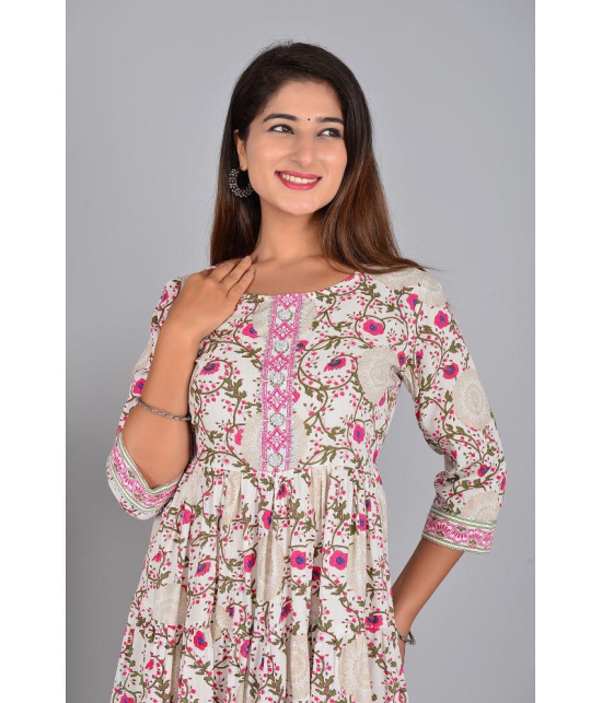 Smien Rayon Printed Anarkali Women''s Kurti - Pink ( Pack of 1 ) - None