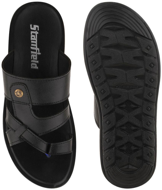 Stanfield - Black Mens Leather Slipper - None