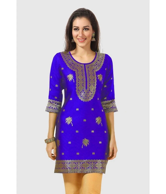 Meher Impex - Blue Art Silk Womens A-line Kurti ( Pack of 1 ) - None