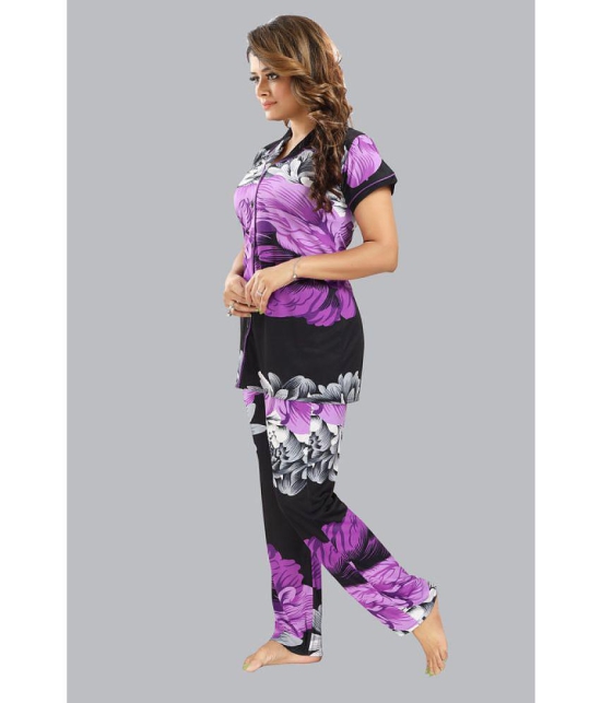 FOMTI - Purple Satin Women's Nightwear Nightsuit Sets ( Pack of 1 ) - None