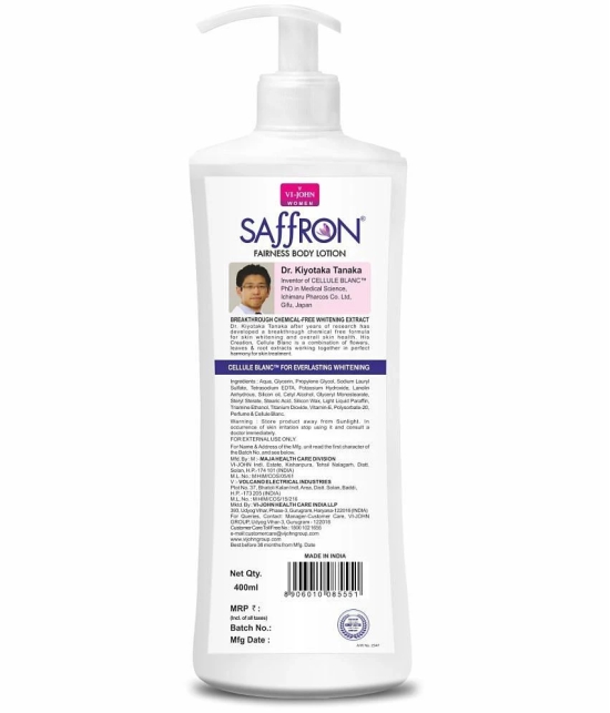 VI-JOHN Saffron Fairness My Body Milk Body Lotion 400ml - Pack of 1