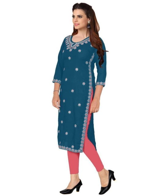 Kapadia - Blue Rayon Womens Straight Kurti ( Pack of 1 ) - None