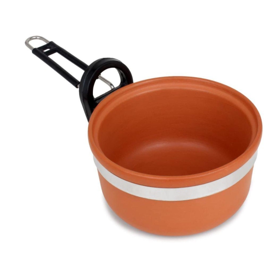 KSI Handmade Mitti Terracotta Clay Handi with Lid for Cooking on Gas (2 L & 3L)