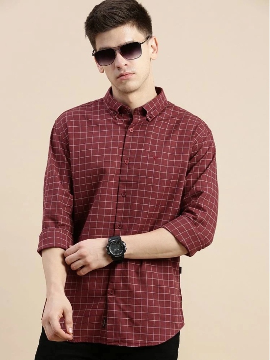 Showoff Cotton Blend Regular Fit Checks Full Sleeves Mens Casual Shirt - Maroon ( Pack of 1 ) - None