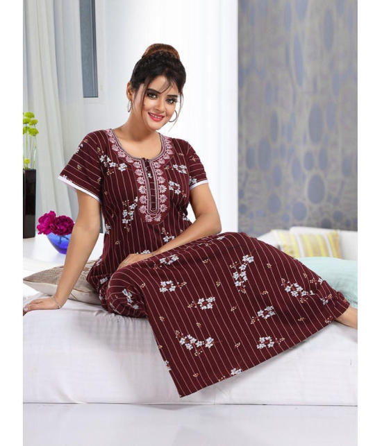 FOMTI Maroon Cotton Nighty - Free Size