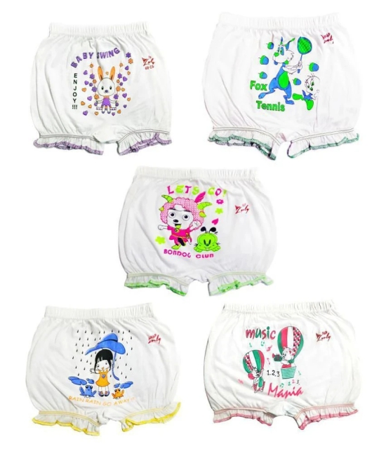 HAP - White Cotton Girls Bloomers ( Pack of 5 ) - None