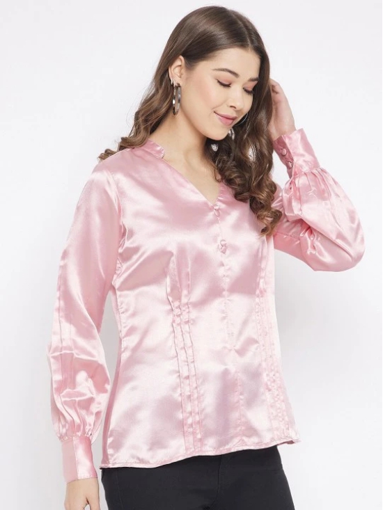 Women Pink Solid Satin Top