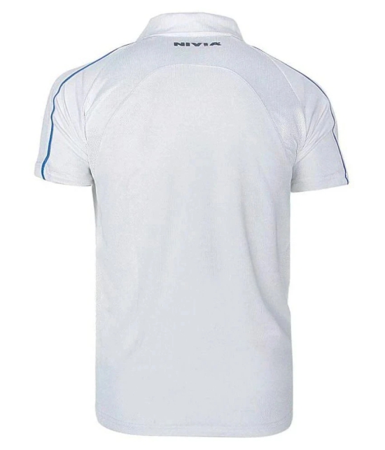 Nivia White Polyester Polo T-Shirt-2501s1 - S