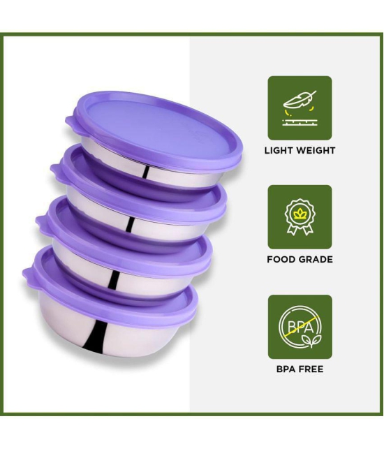 Oliveware - Steel Purple Food Container ( Set of 4 ) - Purple