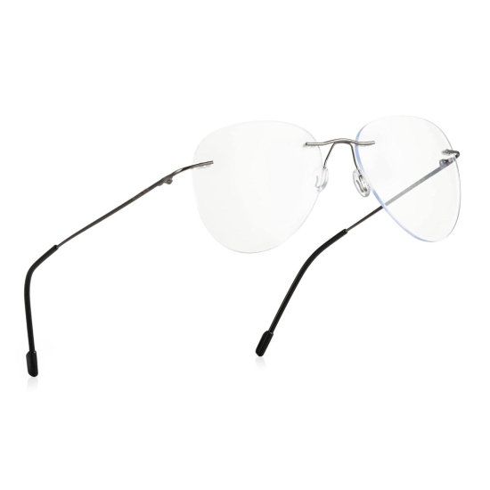 Rimless Aviator Anti Glare & Blue Cut Computer Glass For Men & Women (55 mm)-Biofocal Blue Cut Lens