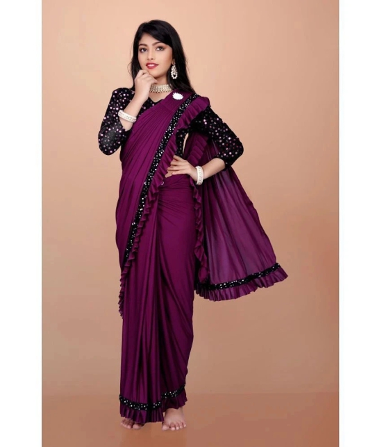 JULEE - Wine Lycra Girls Saree ( Pack of 1 ) - None