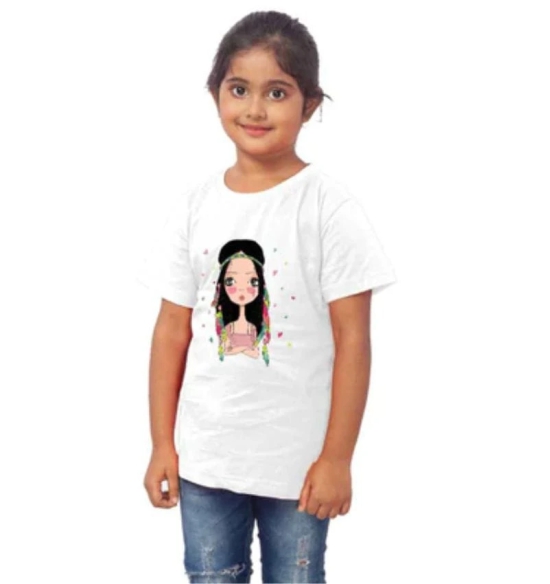 Girls Cotton Tribal Half Sleeve TShirt (White) PID41479