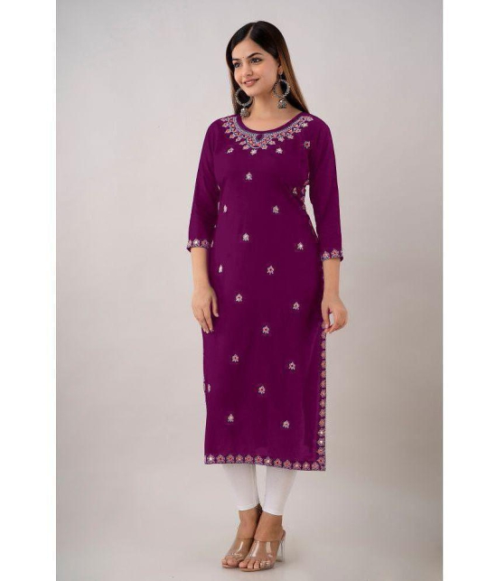 Kapadia - Purple Rayon Womens Straight Kurti ( Pack of 1 ) - None