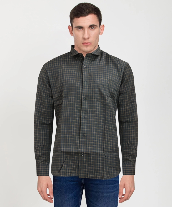 Cotton Full Sleeve Shirt Small Check Black Grey 42