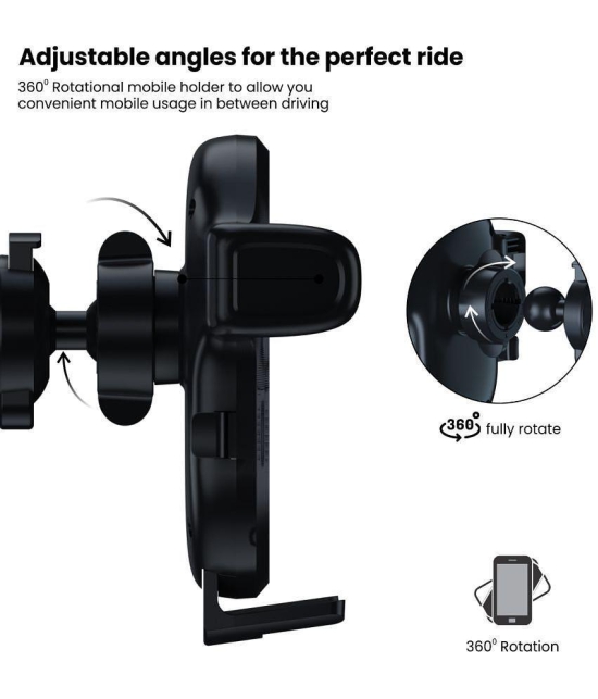 Portronics - Black Single Clamp Car Mobile Holder - Black