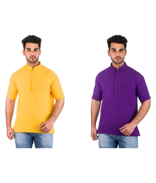 DESHBANDHU DBK Multi 100 Percent Cotton Kurta Pack of 2 - None