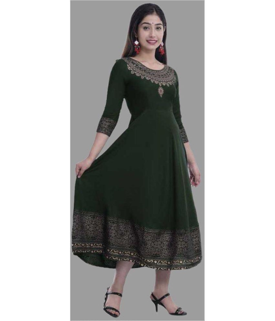 SIPET - Green Rayon Womens Anarkali Kurti ( Pack of 1 ) - None