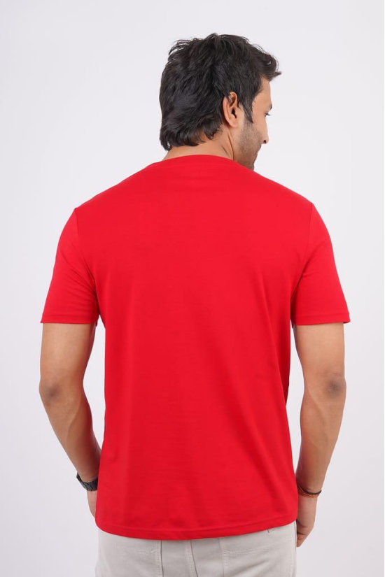 Men's Tango Red Pima Cotton Crew Neck with Logo