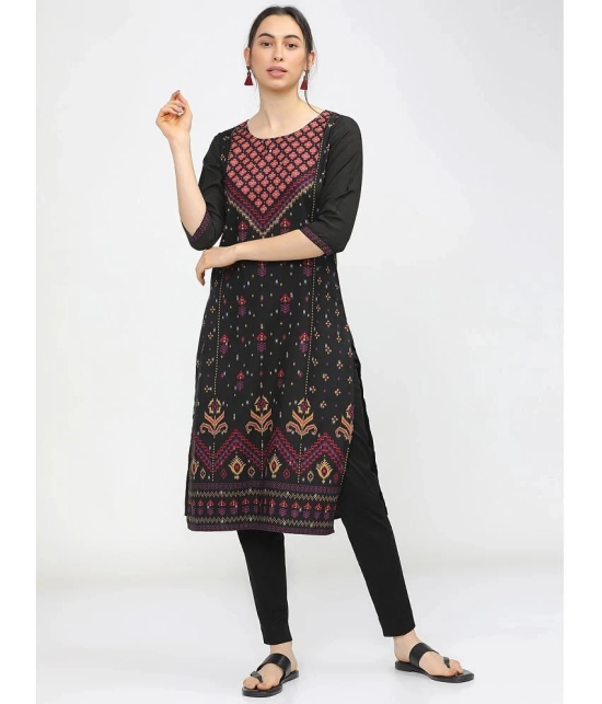 Ketch Polyester Printed Straight Womens Kurti - Black ( Pack of 1 ) - None