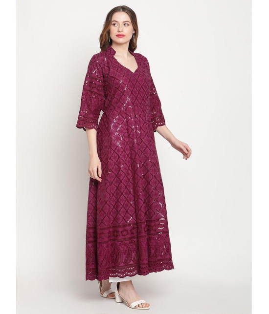 Queenley - Purple Cotton Women's Flared Kurti - None