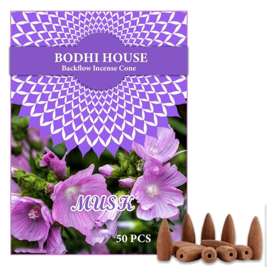 Bodhi House Backflow Natural Incense Dhoop Cones | Essential Oil Fragrant Matrix Incense Cones for Backflow Burner, Smoke Fountain | Charcoal Free Backflow Dhoop | 50 Pcs, Firdous Fragrance