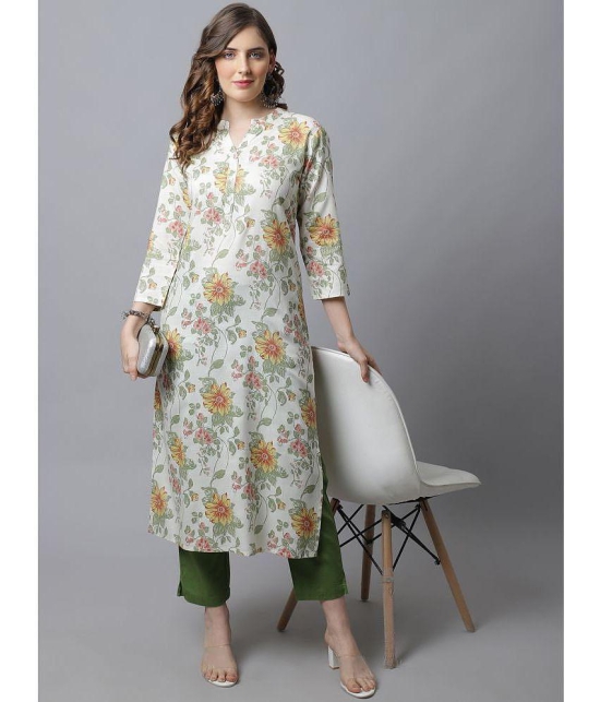 Pistaa Viscose Printed Straight Women's Kurti - Green ( Pack of 1 ) - None