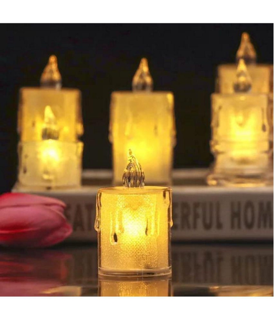 TINUMS - Off White LED Tea Light Candle 8 cm ( Pack of 3 )