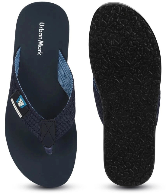 UrbanMark Men Comfortable Nivar Strap Thong Flip-Flop- Navy - None