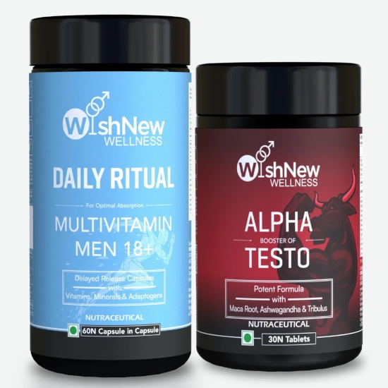 Men's Vitality Duo: Daily Ritual Multivitamin Men 18+ + Alpha Booster of Testo