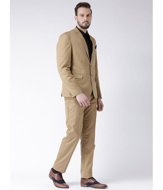 Hangup Khaki Solid Formal 2 Piece Suits - 36