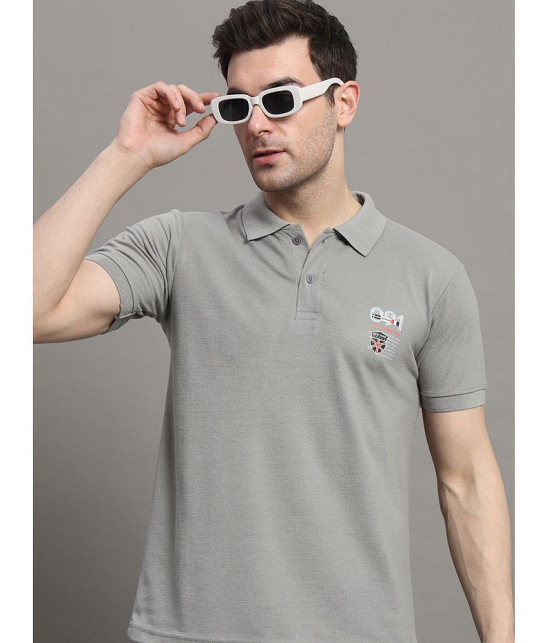 MXN Cotton Blend Regular Fit Solid Half Sleeves Men's Polo T Shirt - Grey ( Pack of 1 ) - None