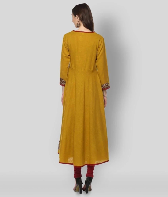 Yash Gallery - Yellow Cotton Blend Womens Angrakha Kurti - 4XL