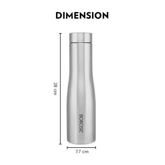 Borosil Swan 1000 ML Stainless Steel Water Bottle | Silver | 1 Pc