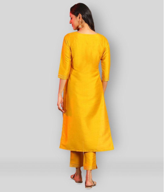 Janasya - Mustard Straight Silk Womens Stitched Salwar Suit ( Pack of 1 ) - XXL