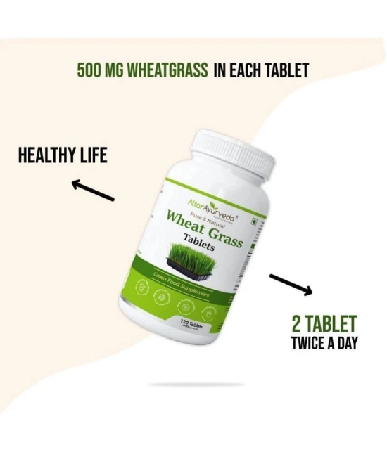 Attar Ayurveda Wheat Grass Tablets (120 Tablets, 500mg) - Natural Antioxidant Superfood, Non-GMO