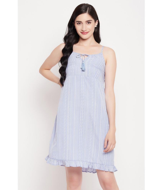 Clovia Crepe Blue Beach Dresses - Single - None