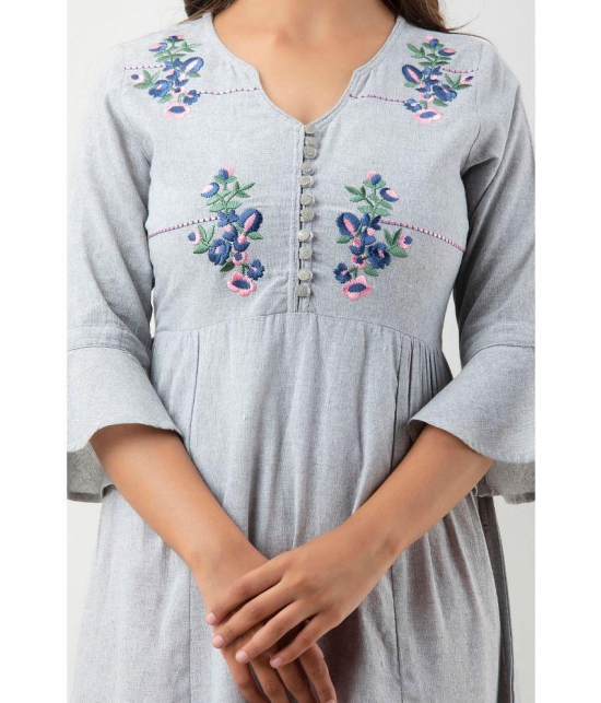 MAUKA - Light Grey Rayon Women's Flared Kurti ( Pack of 1 ) - None