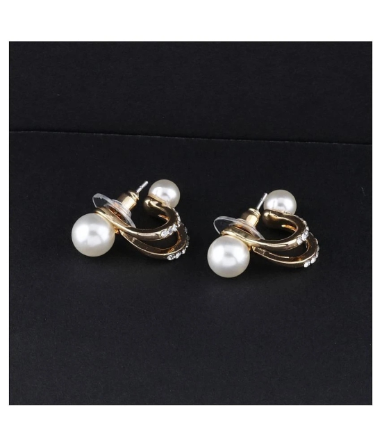 SILVER SHINE Party Wear Charm Pearl Stud Earring For Women Girl - Golden