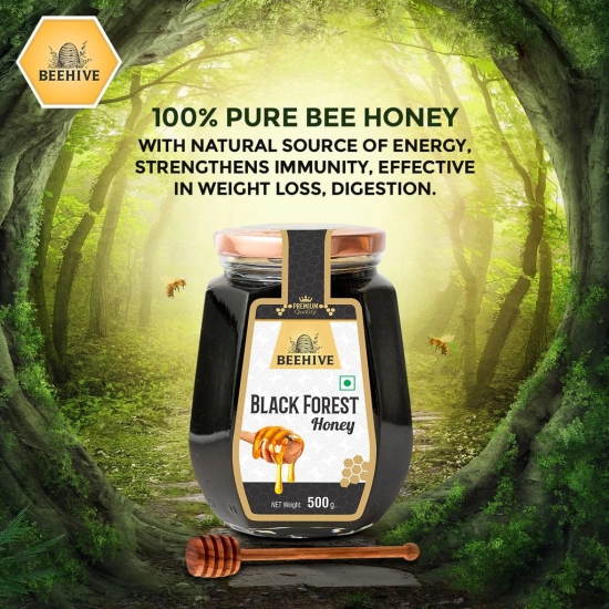 Beehive Black Forest Honey and Raw Honey 100% Pure Natural Honey Immunity Booster | Energy Boost & a Healthy Weight Loss Weight (500 g each) Glass Jar (PACK OF 2)