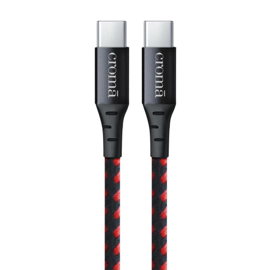 Croma Type C to Type C 6.6 Feet (2M) Cable (Apple Compatible, Red)