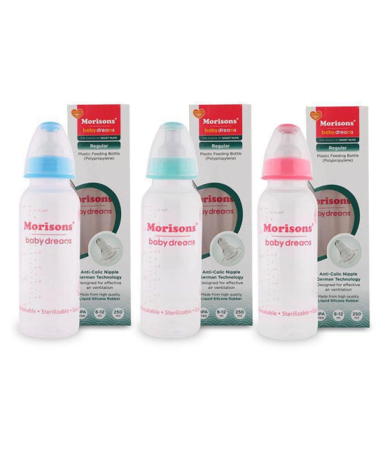 Morisons Baby Dreams - Multicolor 250 ml Feeding Bottle (Pack of 3)