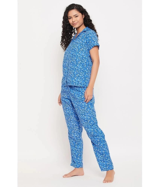 Clovia Blue Rayon Womens Nightwear Nightsuit Sets ( Pack of 2 ) - None