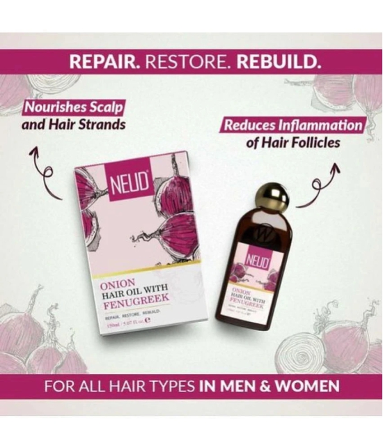 NEUD Combo - Onion Hair Oil and Shampoo with Fenugreek for Men & Women