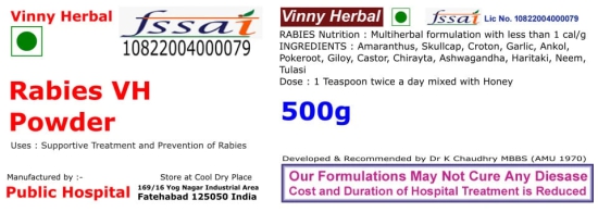 Rabies VH Herbal Supplement Powder