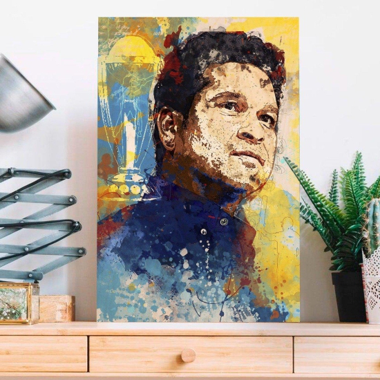 Sachin Tendulkar Wood Print-5x7 Inch