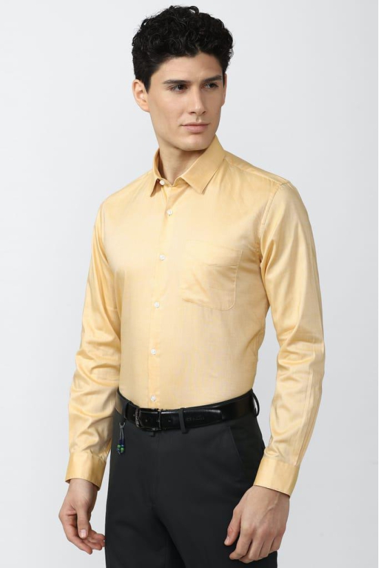 Men Yellow Slim Fit Formal Full Sleeves Formal Shirt