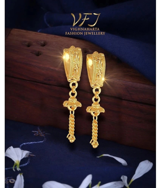 Vighnaharta Golden Jhumki Earrings ( Pack of 1 ) - Golden