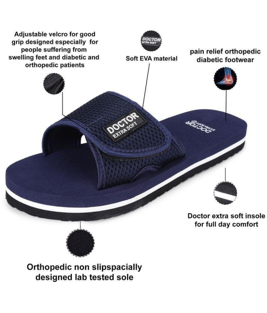 DOCTOR EXTRA SOFT - Navy Mens Slide Flip Flop - 9